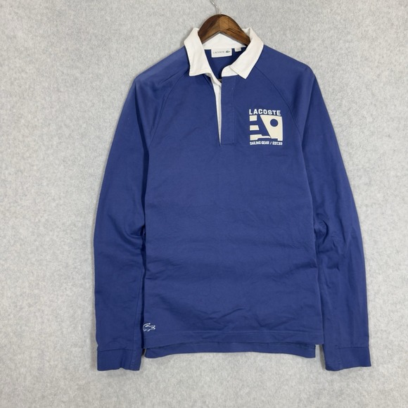 Lacoste Other - Lacoste Sailing Gear Long Sleeve Rugby Polo Shirt Blue Nautical Streetwear Large